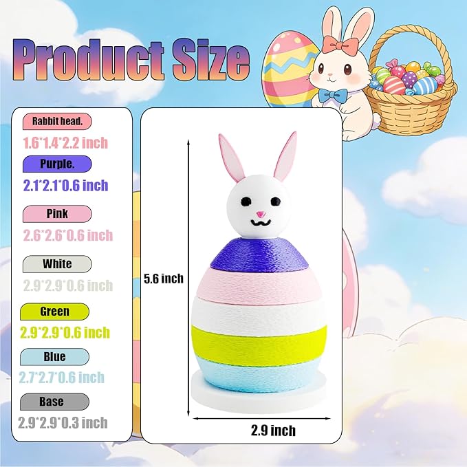 Spinning Stacking Toys Rainbow Rabbit Egg Montessori Sorting & Stacking Toys for Kids, Ages 6 Months to 3 Years
