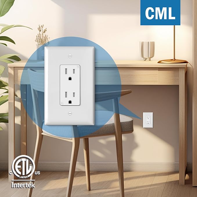 CML Oversized Decorator Wall Plate, 40 Pack Jumbo Electrical Outlet Receptacle Covers, 1-Gang Large White Switch Plates, Over-Size 3.5??x 5.5?? Impact Resistant, ETL Listed