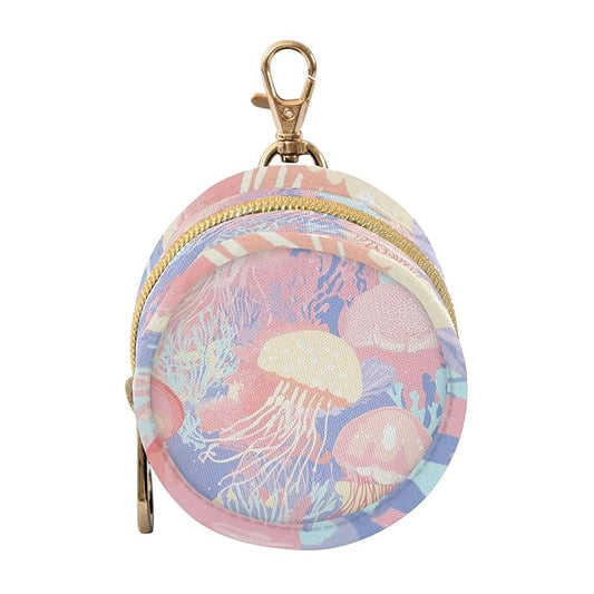 Pacifier Holder with Clip Pacifier Case for Diaper Bag Round Baby Pacifier Pouch Box Bag Portable Pastel Coral Reef Jellyfish