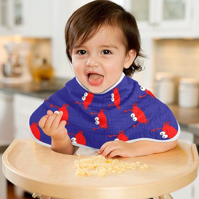 Fun Crab Muslin Burp Cloths for Baby Boys and Girls - 2-Pack Ultra Absorbent Muslin Washcloths, Newborn Towel, Milk Spit Up Rags, Burp Cloth Bibs for Unisex, 22 x 11 Inch