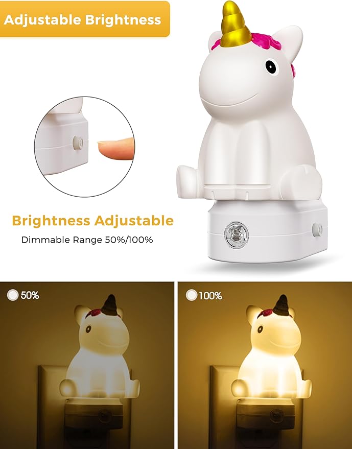 L LOHAS LED Plug-in Night Light for Kids, Cute Color Changing LED Night Light with Dusk to Dawn Sensor, Christmas, Birthday Gift Nightlight for Girls & Kids, Room Decor