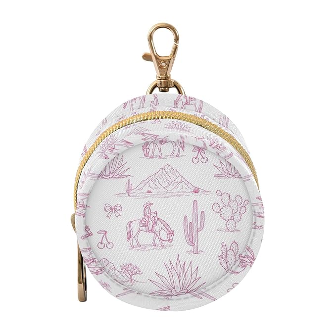 Western Cowboy Pink Print Pacifier Holder Case Newborn Pacifier Storage Pouch for Boys Girls Easy Attach to Diaper Bag Portable Baby Essentials Container
