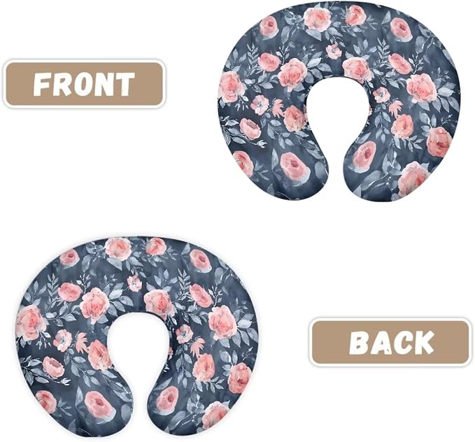 Vinatge Flower Nursing Pillow Cover for Baby Boys Girls, Breathable Breastfeeding Pillow Slipcover Cushion Cover, Soft Fabric Fits Snug On Infant, Fits for Nursing Pillow Newborn