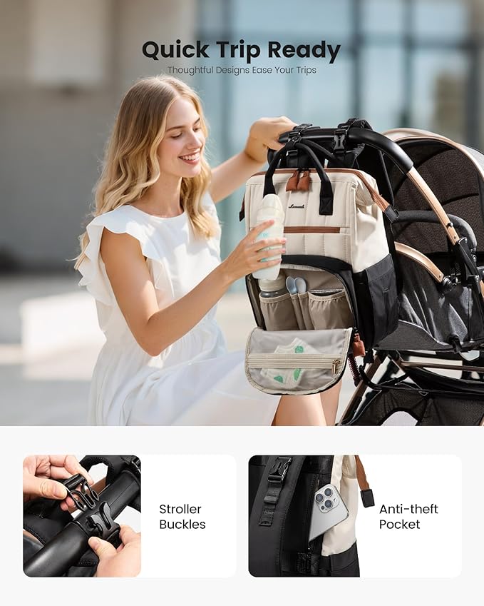 LOVEVOOK Puffer Diaper Backpack, Lightweight Baby Bag with Changing Pad, Diaper Bag for Mom Dad with Stroller Buckles