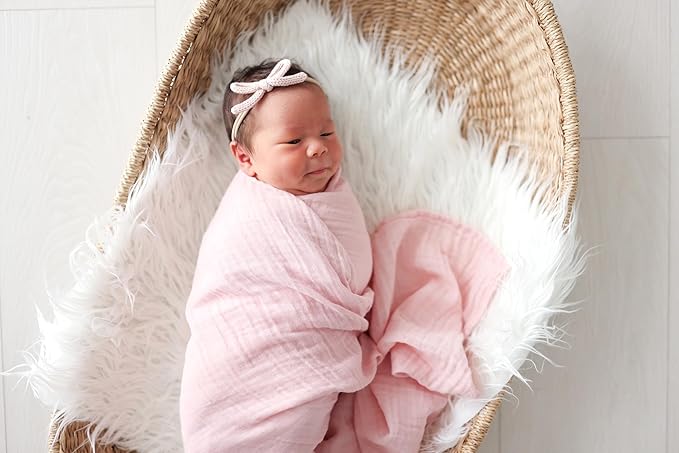 Lulujo Baby Swaddle Blankets | Unisex Softest Breathable Cotton Muslin Swaddle Blanket Set | Neutral Receiving Blanket for Girls & Boys | 40in x 40in | Strawberries & Ballet Slipper | 2-Count