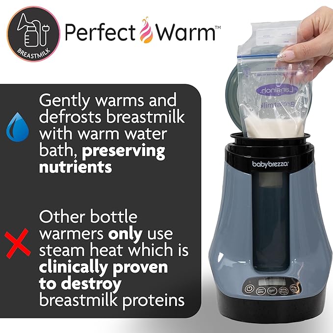 Baby Brezza Smart Baby Bottle Warmer, Breastmilk Warmer+Defroster-Free App - Different Temperatures for Breastmilk+Formula,Universal Fit for All Bottles+Milk Bags -Calentador de Biberones (Pack of 2)