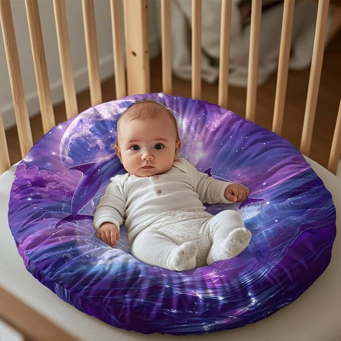 Purple Dolphin Nursing Pillow Cover for Breastfeeding Pillows Breastfeeding Pillow Slipcovers for Baby Boys & Girls Ultra Soft Infant Nursing Pillowcase for Newborn