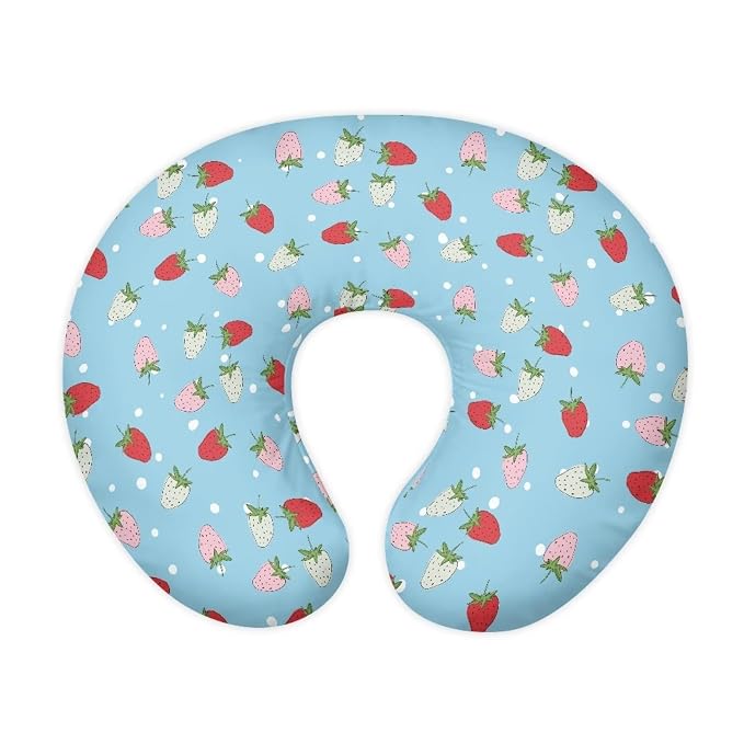 Strawberries Nursing Pillow Cover with Hidden Zipper Strawberries Soft for Moms/Baby Nursing Pillow Cover Stretchy Removable Cover for Breastfeeding Pillow