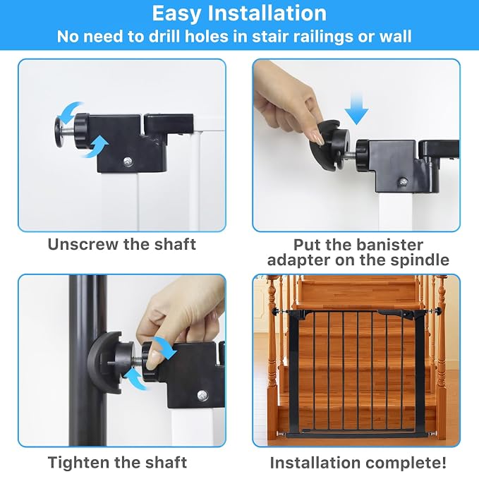 2 Pack Baby Gate Banister Adapter for Pressure Mounted Stair Gates Universal Hardware Parts Kit Baby and Dog Gate for Stairs No Drilling (Black)