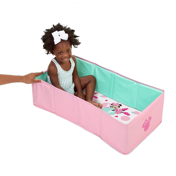 Disney Baby Minnie Mouse Tuckaway Toddler Folding Tub, Converts Shower to Bathtub, Folds to Store, Easy to Clean, Portable Baby Bathtub for Travel, 12M-5Y