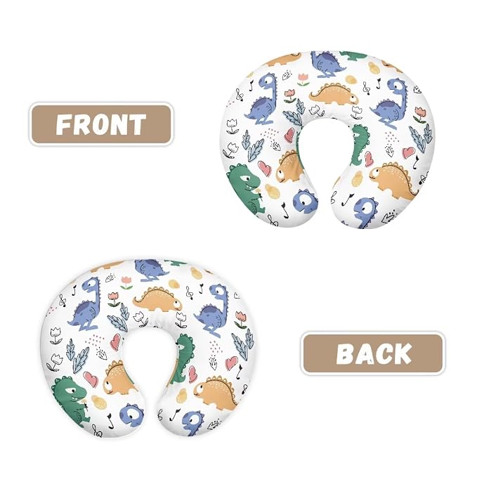 Cartoon Dinosaur Breastfeeding Pillow Cover for Boys Girls Durable Skin-Friendly Fabric Newborn Nursing Pillow Replacement Case with Hidden Zipper