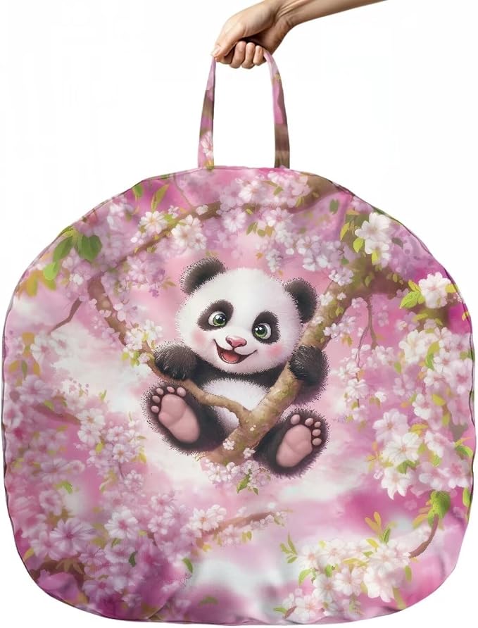 Cherry Blossom Panda Nursing Pillow Cover Breastfeeding Pillow Slipcover for Baby Boys & Girls Nursing Pillow Case for Newborn Soft Fabric Fits Snug On Infant Pillow Not Included