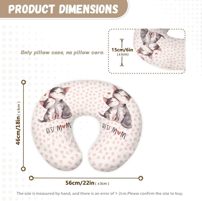 Kitten Snuggling Mom Nursing Pillow Cover Stretchy and Soft Nursing Cover for Breastfeeding Pillows,Pillow Slipcover for Baby Girls Boys Newborn,Love Pattern (Cover Only)