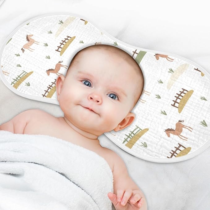 vvfelixl Baby Burp Cloths Cute Horses Fences Baby Newborn Cotton Burping Cloths Set Babys Washcloths 4 Pack