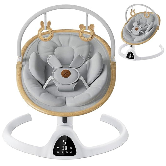 Baby Swings for Infants, Fasonbaby Bluetooth Infant Swing with Music Speaker with 3 Seat Positions, 5 Speeds and Remote Control - Portable Baby Swing for Indoor and Outdoor (White)