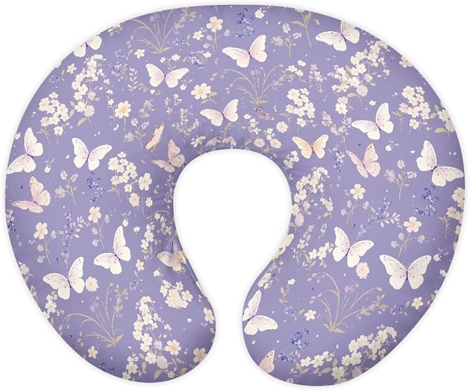 Baby Nursing Pillow Cover for New Mon Newborn Neutral, Crescent-Shaped Breastfeeding Pillow Covers Breastfeeding Pillow Case Replacement - Butterfly Pattern