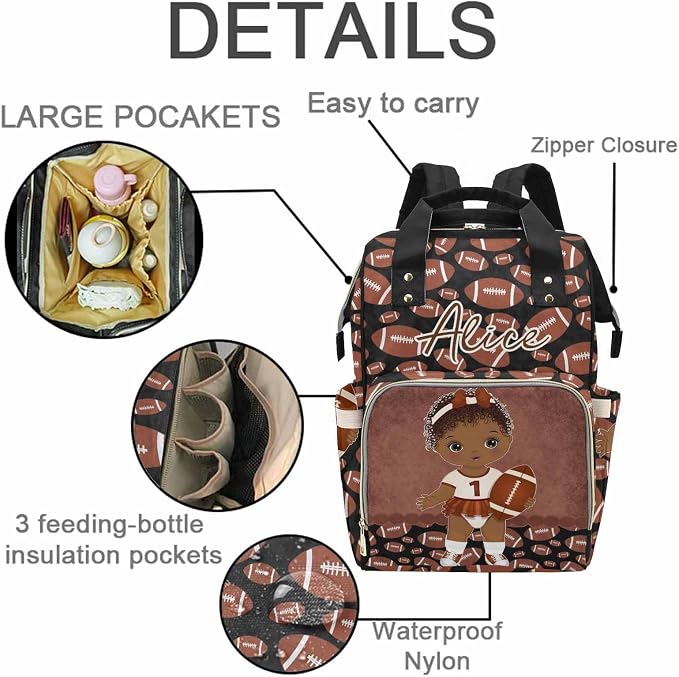 M YESCUSTOM Custom Diaper Bag Backpack with Name for WoMen Customized Mommy Daypack Bags Personalized Nursing Bag New Born Gift for Mother, Friends, Dad Baseball Back Pack