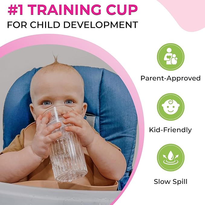 Reflo Smart Cup Bundle (Assorted 4 Colors) Open Mouth Transition Cup for Baby-Led Weaning, Montessori-Inspired Design, Slow-Spill Flow-Control, Made in USA, BPA-Free, E-Guide via QR Code