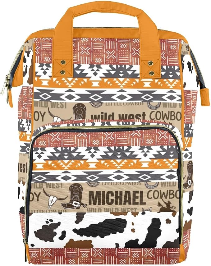 Custom Diaper Bag - Personalized Cowboy Baby Bag with Name, Mommy Daypack, Tote Gift