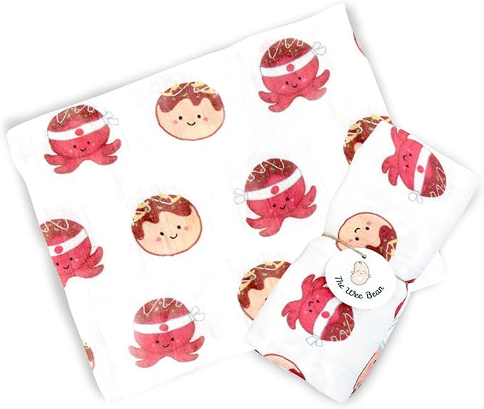 The Wee Bean Organic Cotton and Bamboo Rayon Muslin Swaddle Blankets, Set of X (Takoyaki)