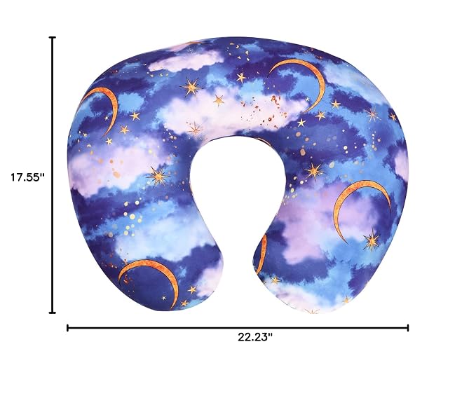 DILIMI Nursing Pillow Cover Stretchy Removable Cover for Breastfeeding Pillows, Ultra Soft Comfortable Slipcover for Baby Girl and Boy, Moon