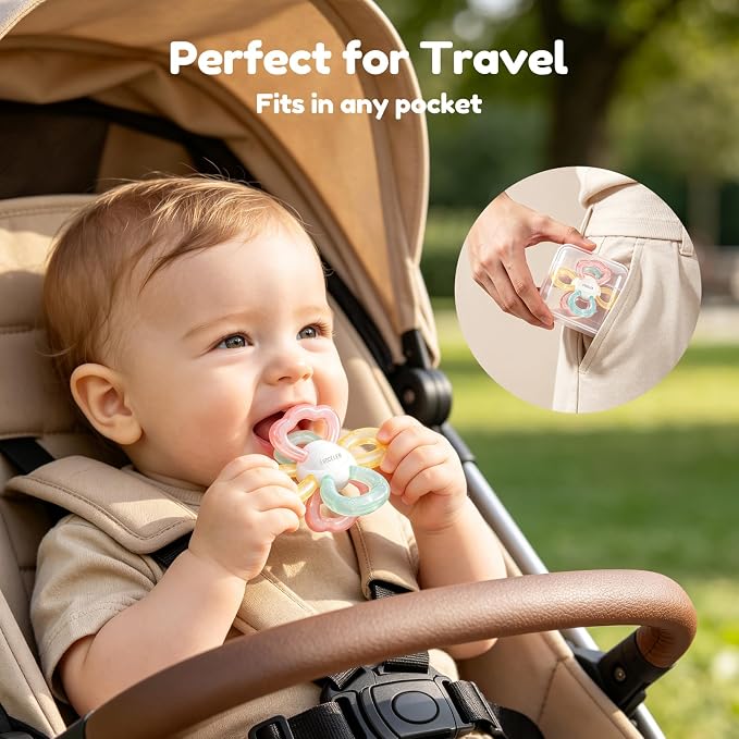 Evoceler Mini Silicone Baby Teether Ball, Food-Grade Sensory Teething Toy for Babies 3-12 Months, Easy-Grip Hand Teether with Textured Chew Design, BPA Free Infant Teething Relief for On-the-Go Use