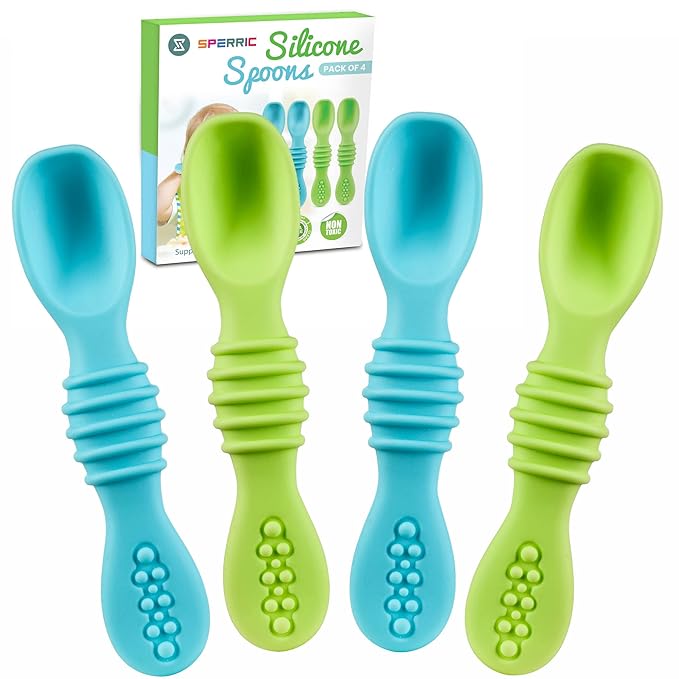 Silicone Baby Spoon for Led Weaning, First Stage Feeding Spoons Set, Gum Friendly BPA Lead Phthalate & Plastic Free, Self Feeding Utensils for Infant & Toddler, Great Gift Set