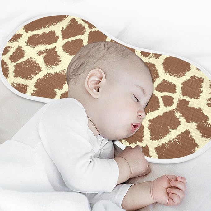 Muslin Burp Cloths for Baby Boys and Girls - 4-Pack Ultra Absorbent Giraffe Print Muslin Washcloths, Newborn Towel, Milk Spit Up Rags, Burp Cloth Bib for Unisex, 22 x 11 Inch