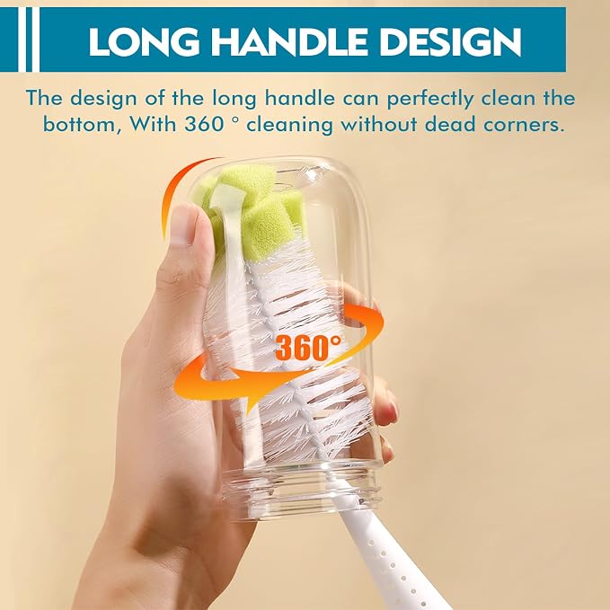 3PCS Bottle Brush 2in1 Cup Brush and Straw Brush Long Handle Bottle Cleaner Brush for Vacuum Flasks Mugs (3PCS)