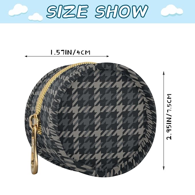 Black Gray Houndstooth Print Pacifier Holder Case with Clip Portable Pacifier Storage Bag for Girls Boys