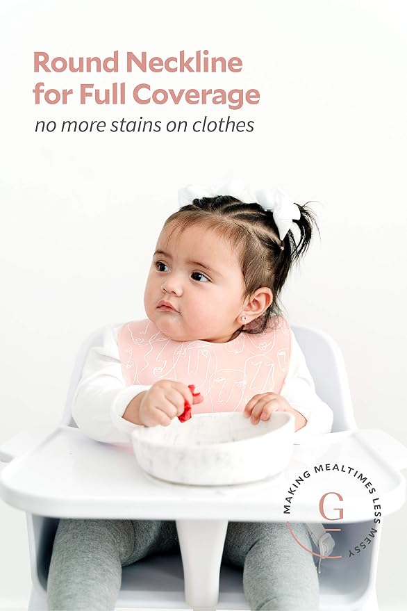 Goobie Baby Silicone Baby Bib with Food Catcher - Adjustable Waterproof Feeding Bib for Babies and Toddlers 4 to 36 Months in Stylish Colors for Girl and Boy - Modern, Soft, Easy to Clean (Motherhood)