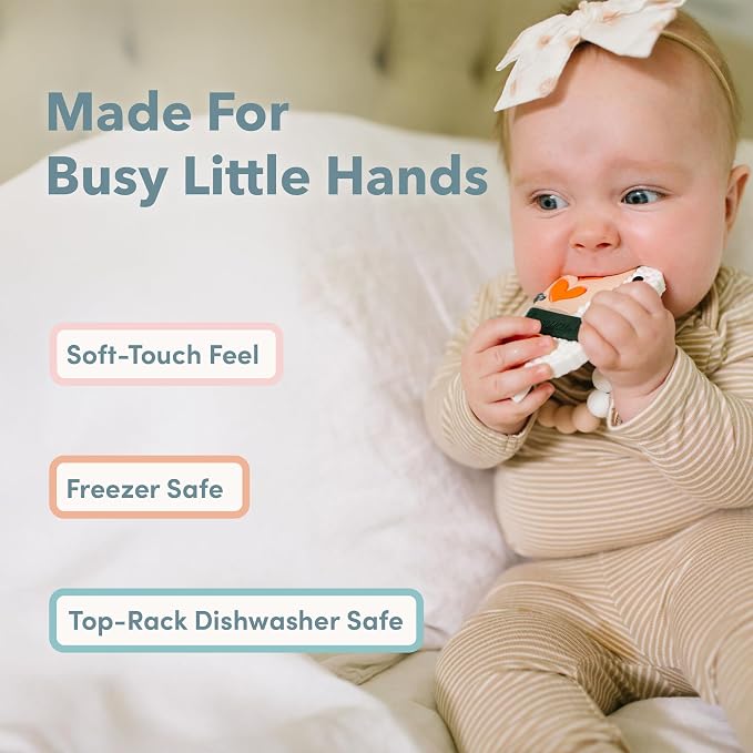 Loulou Lollipop Silicone Teether for Babies 4 Months and Up, Textured Teething Toy for Sore Gums, BPA-Free Food-Grade Silicone, Easy to Hold, Dishwasher & Freezer Safe, Yellow Taxi