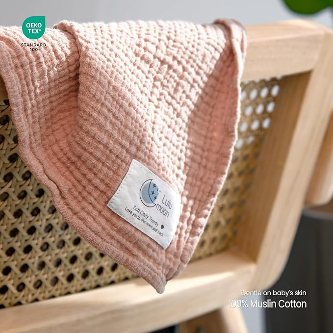 lulumoon Muslin Swaddle Blankets for Baby: Lightweight & Breathable Receiving Blankets for Hospital - Neutral Registry Gift for Newborn 3pack (Chestnut)