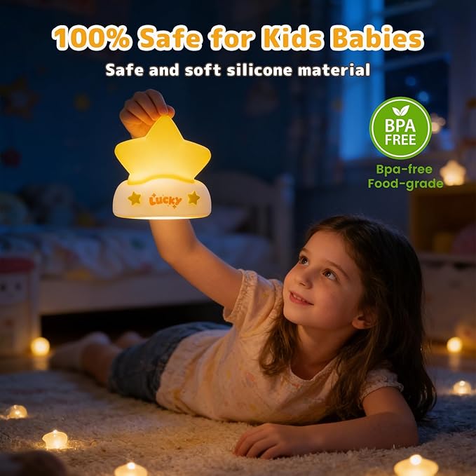 AVEKI Monkey Lamp, Funny Big Mouth Monkeys Night Light with Timer, 3 Levels Touch Dimmable Squishy Nursery Night Light for Baby Toddler, Rechargeable Night Lamp Gifts for Kids (Star-Color)