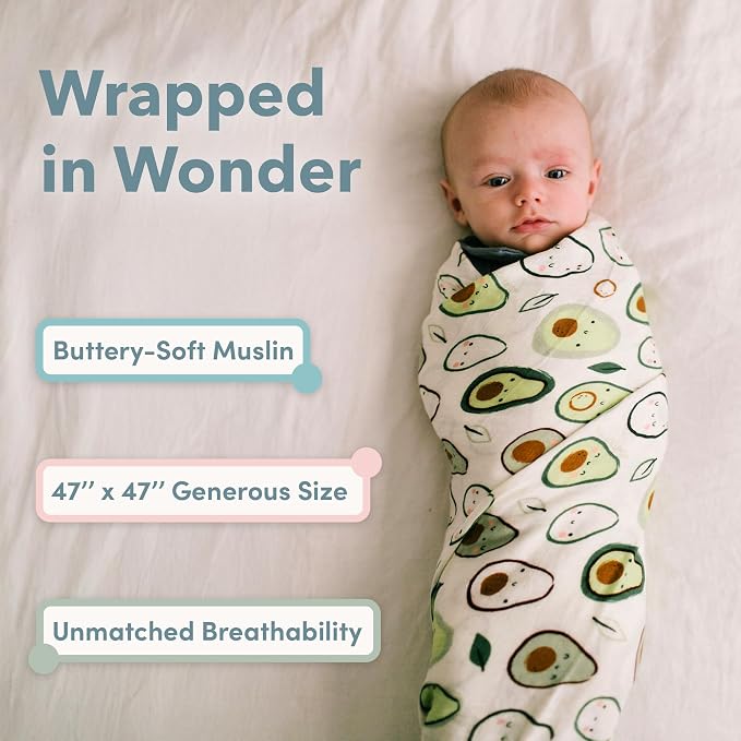 Loulou Lollipop Muslin Swaddle Blanket for Baby Boy & Baby Girl – Soft Breathable Muslin Wrap, 47"x47" Receiving Blanket for Newborn & Toddler - Bears on Bikes