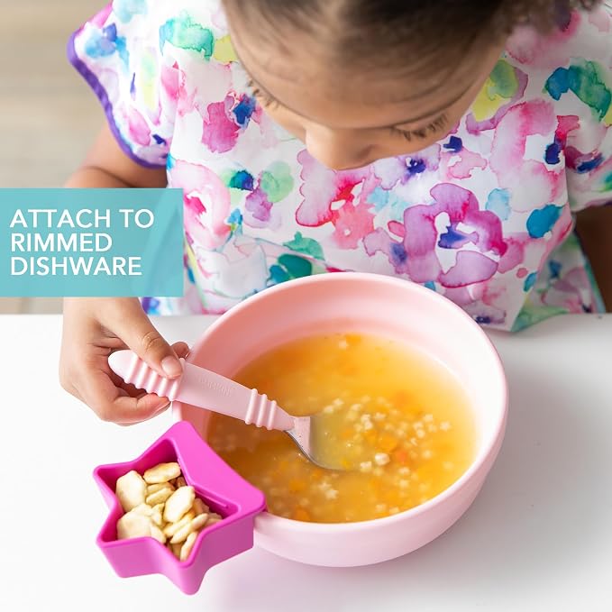 Bumkins Baby Silicone Little Dippers, Attaches to Bowls, Dishes and Plates, Sauce Cup, Holds Condiments, Dip, Puree, Toppings, Baby Led Weaning, Essential Feeding Supplies, for Babies 6 Months Up
