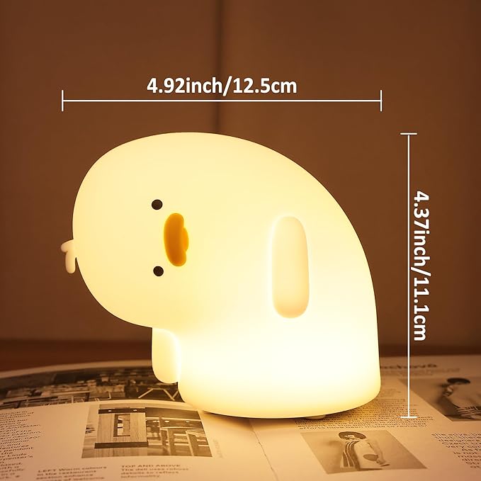 Attivolife Duck Night Light, Silicone Why Duck Lamp, Silica Gel Nursery Bedside Lamp with Dimmable Rechargeable, Best Decor for Bedroom Living Room Study, Creative Gift Idea for Baby Kids Friends