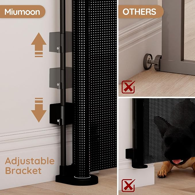 Miumoon One-Hand Operation Retractable Baby Gates, 59 inch Retractable Gate with Reinforced Strip Design to Prevent Crawling Through, 5 FT Retractable Dog Gate for Stairs, Doorways, Hallways