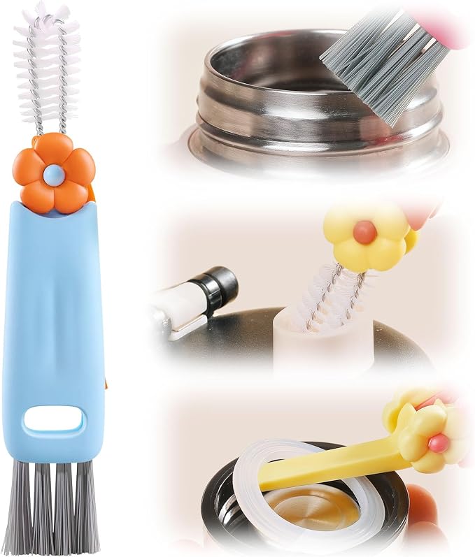 Upgraded 3 in 1 Cup Lid Cleaning Brush, 2026 New Multifunctional Lid Cleaner Brush, Portable Crevice Cleaning Brush Set for Baby Bottle Gap Tight Spaces