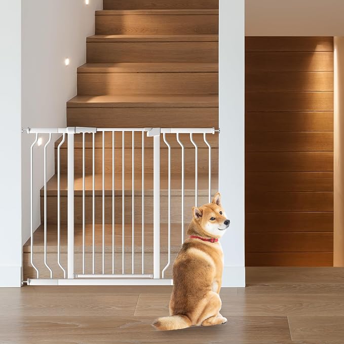 Extra Tall 40.55" Gate, 46.45"-62.99" Extra Tall and Wide Dog Gate,Extra Wide Baby Gates Pressure Mounted Walk Through for Doorways,Stairs, Kitchen White