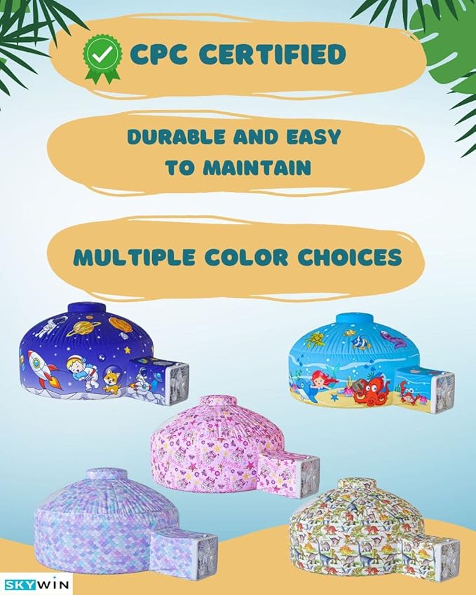 Skywin Air Tent for Kids (77??x 50?? Builds in 30 Sec, Toddler Tents Indoor for Imaginative Play, Spacious Kids Forts Indoor Playhouse for Boys & Girls Ages 3-14 (Fan Not Incl) (Blox Fortress)