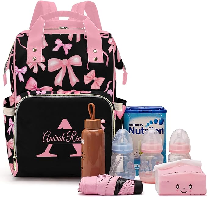 Custom Baby Diaper Bag with Name, Personalized Diaper Backpack for Mom, Waterproof Travel Bag for Girl or Boy Gift