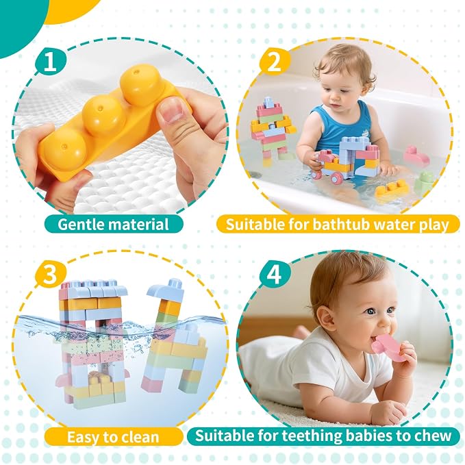 Mega Blocks for Toddlers 1-3 Big Soft Building Blocks 100 Pcs Large Construction Stacking Block Toys Toddler Building Sets Improve Imagination Creativity Hands-on Ability