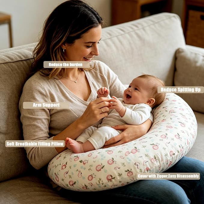 Nursing Pillow Breastfeeding Pillow Removable cover Machine washable | Conforming to ergonomic design. Detachable cover. Machine washable. Breathable fabric.Arm fatigue free Soft supportive fill