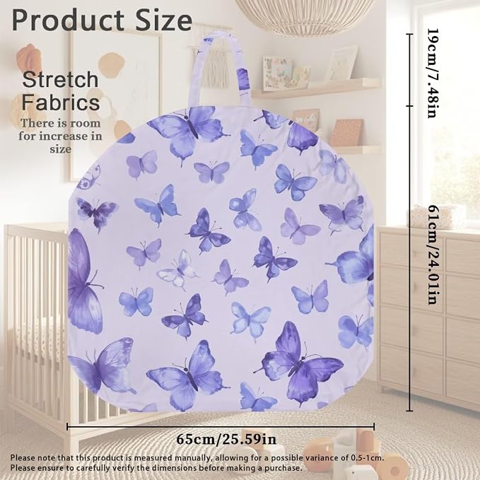 Purple Butterfly Nursing Pillow Cover Floral Neutral Breastfeeding Pillow Cover Fits 26in*24in Nursing Pillow for Baby Boy Girl,Neutral Baby Nursing Pillow Cover Pillow Not Included