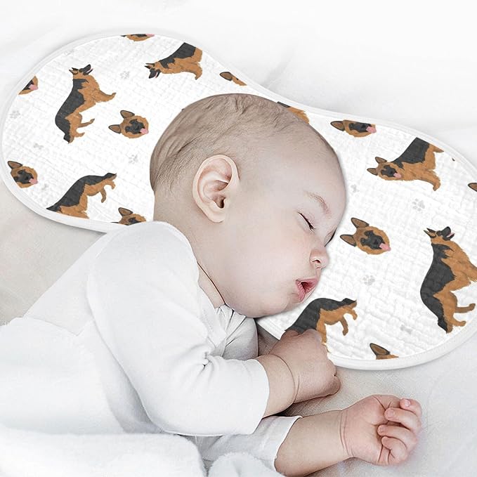 German Shepherd Dog Muslin Burp Cloths for Baby 1 Pack Soft 100% Cotton Baby Washcloths Bibs for Boy Girl