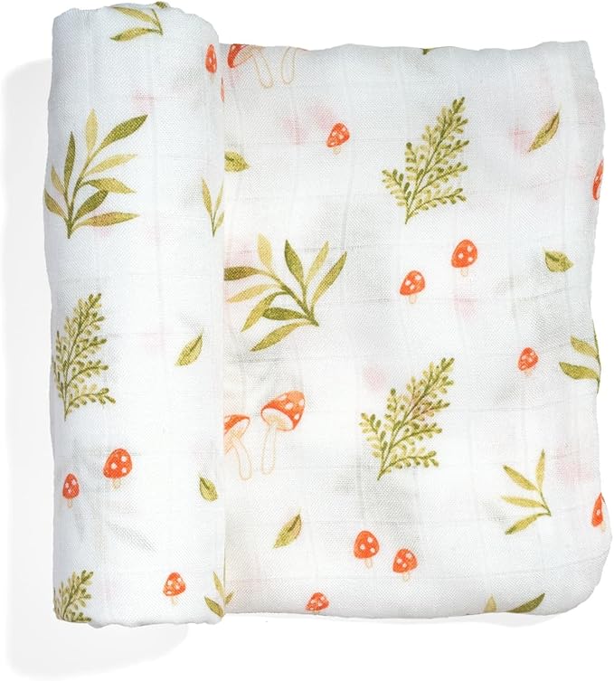 Rookie Humans Super Soft Viscose from Bamboo Muslin Swaddle Blankets for Baby Girls and Boys ??Silky Soft - 47 x 47 inches Swaddling Blankets - Newborn Baby Essentials, Mushrooms
