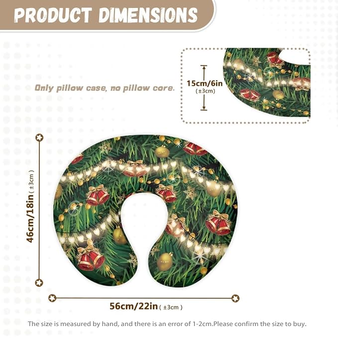 Christmas Lights Bells Stretchy Nursing Covers for Feeding Pillows Lightweight Comfortable Breast and Bottle Feeding Pillow Covers with Hidden Zipper for Boys & Girls