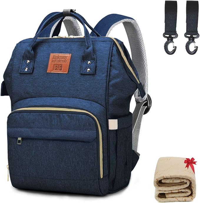 BALCONY & FALCON Multi-Functional Diaper Bag Backpack with Changing Pad Waterproof Nappy Bag
