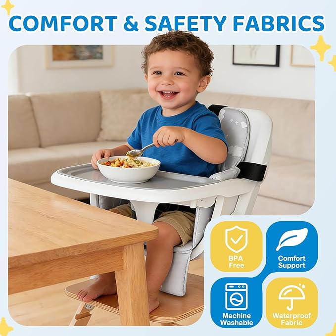 Portable Baby Shopping Cart Seat, High Chair Cover for Outdoor Hygiene and Safety, One-Hand Installation Cart Seat Cover, Comfortable and Supportive Foam-Padded, Grocery Cart Baby Seat
